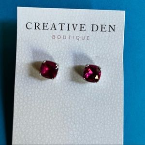 Hot Pink Faux Gemstone earrings- brand new!
